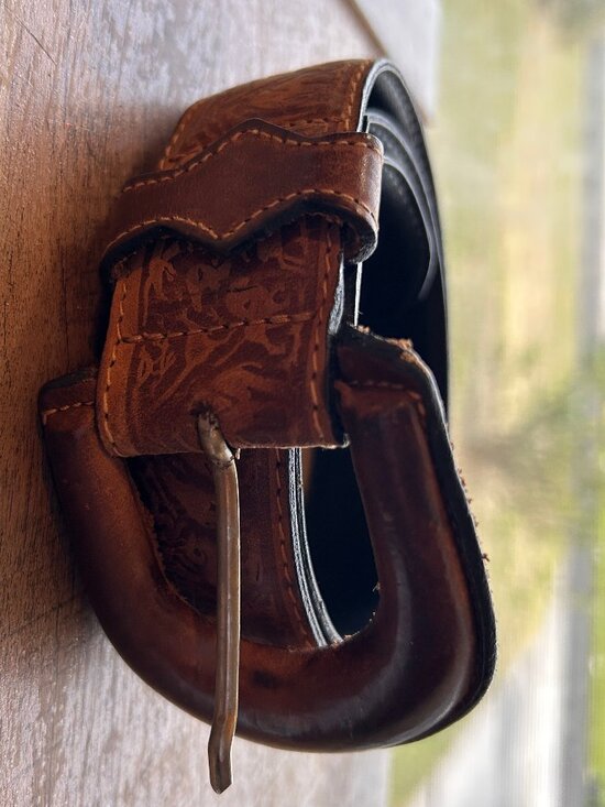 Vintage Lord & Taylor Italian Leather Belt Safari Animal Embossed Western Boho main image 10